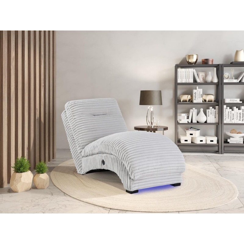 Global Dominic – Chaise With LED/USB – Gray