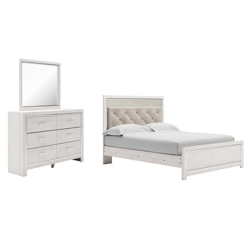 Altyra Queen Panel Bed with Mirrored Dresser