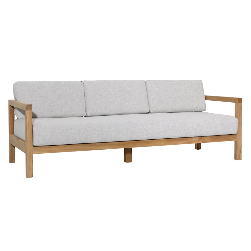 Boe Light Grey and Natural Teak Outdoor Sofa
