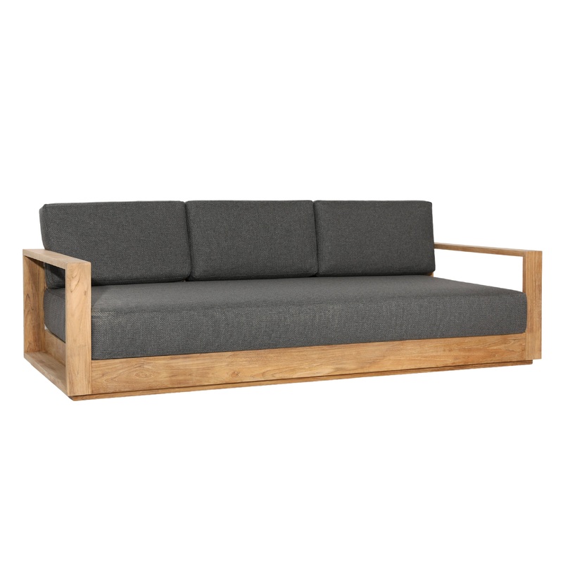 Darlene Charcoal and Natural Teak Outdoor Sofa