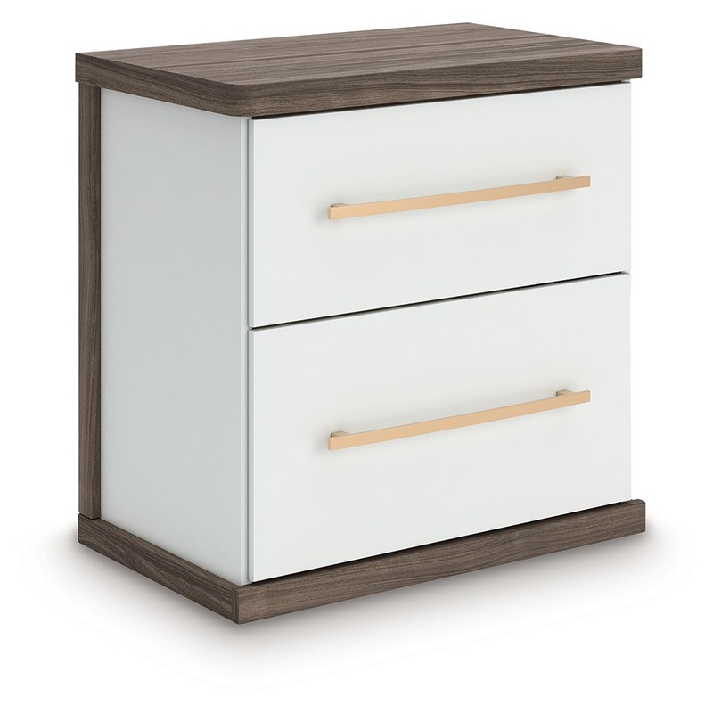 Kendanport – Two Drawer Night Stand – Brown / White