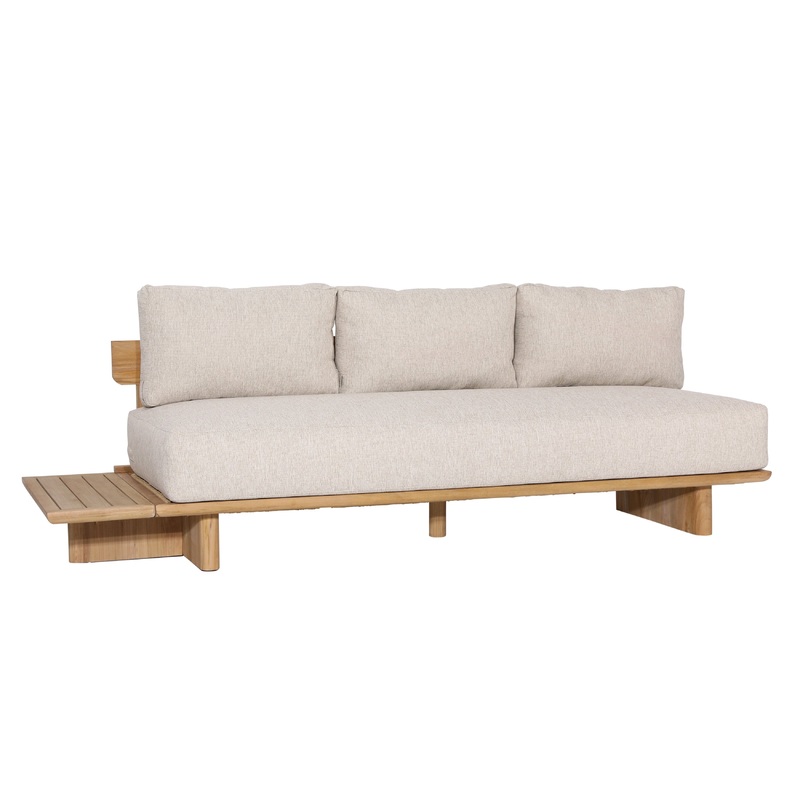 Sebastian Sand Upholstery and Natural Teak Outdoor Sofa