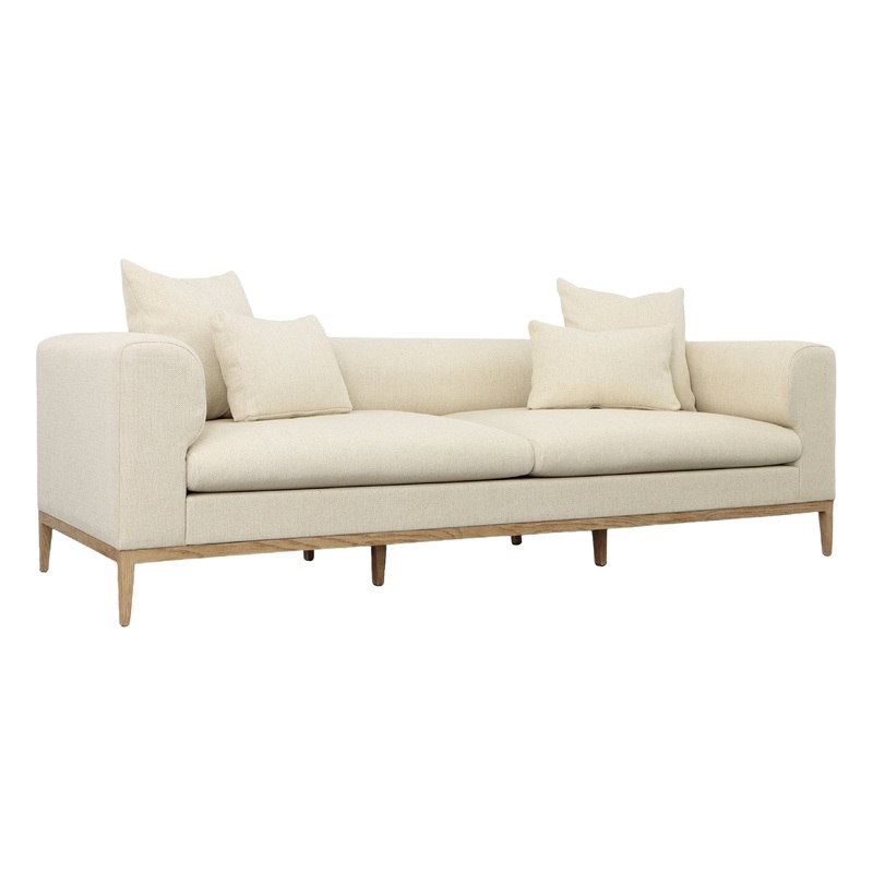 Dalia Ecru and Natural Wood Legs Sofa