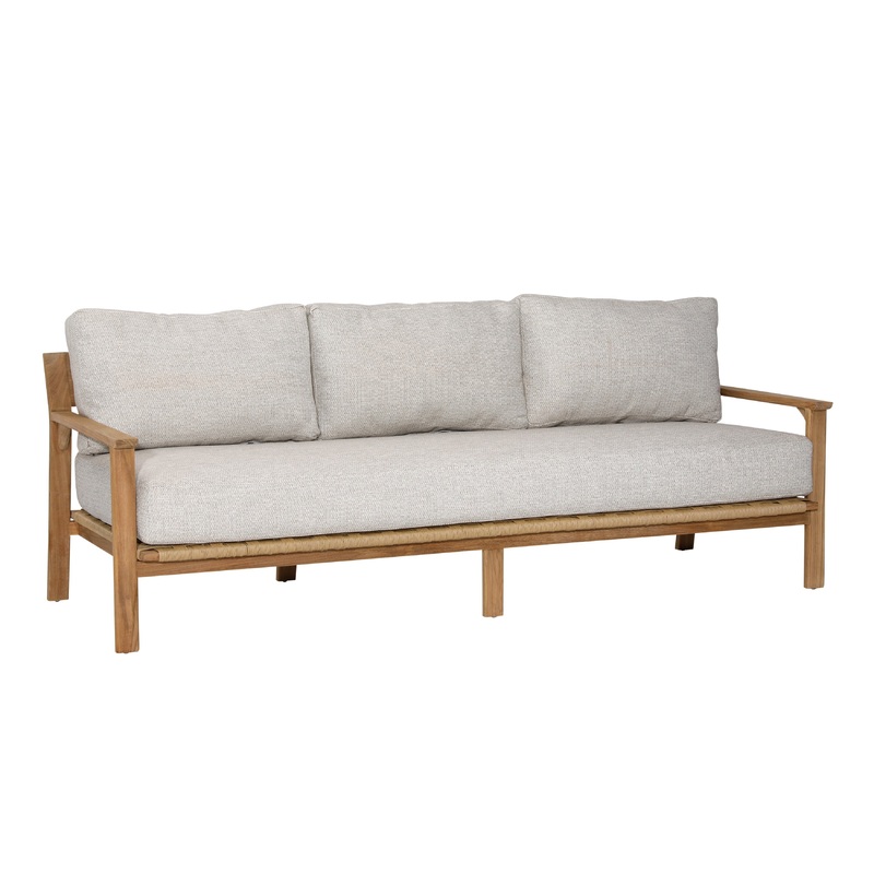 Lexy Fairfax Taupe and Natural Teak Outdoor Sofa
