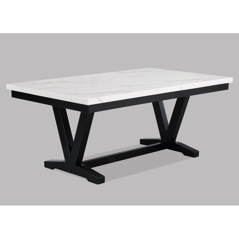 Tanner – Dining Table, Faux Carrara Marble – White / Black