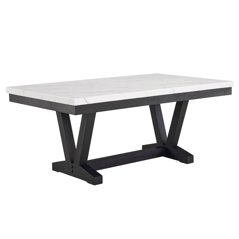 Vance – Faux Marble Dining Table – Charcoal & White