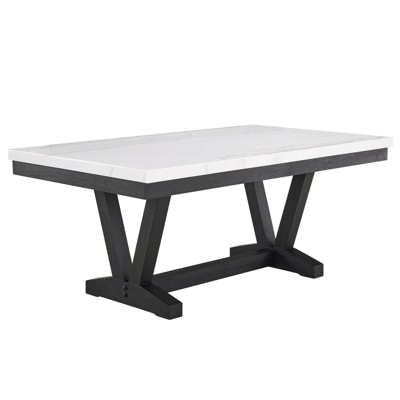 Varley – Genuine Marble Dining Table – Charcoal & White