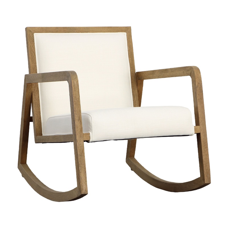 Ada Light Natural Wash Finish with White Upholstery Rocking Chair