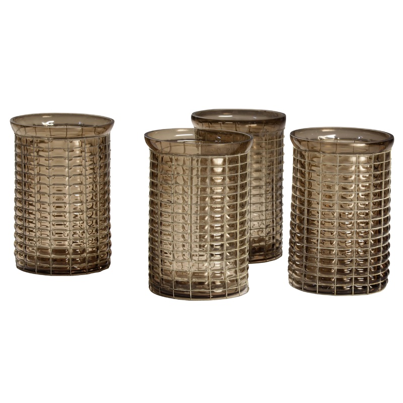 Vase Transparent Brown Set Of 4
