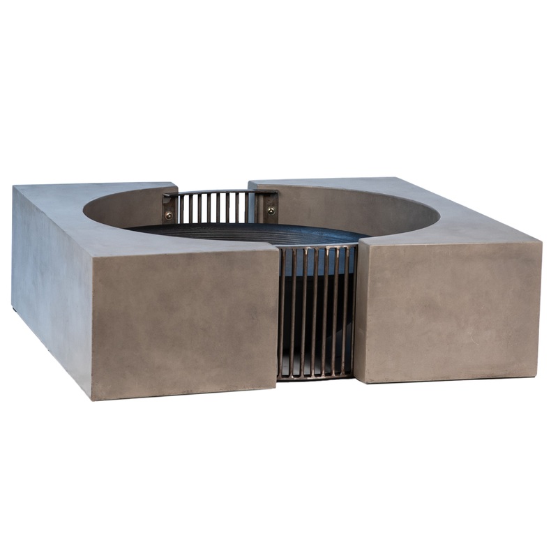Simon Grey Concrete Finish and Antique Metal Fire Pit