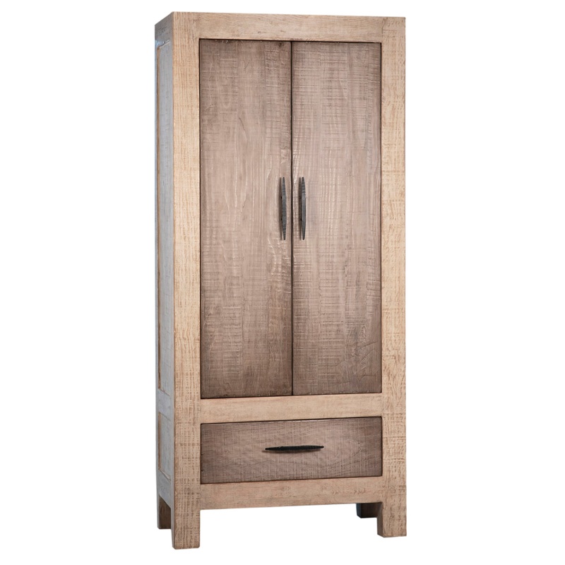 Bennett Light Warm Wash Frame with Grey Wash Doors Cabinet