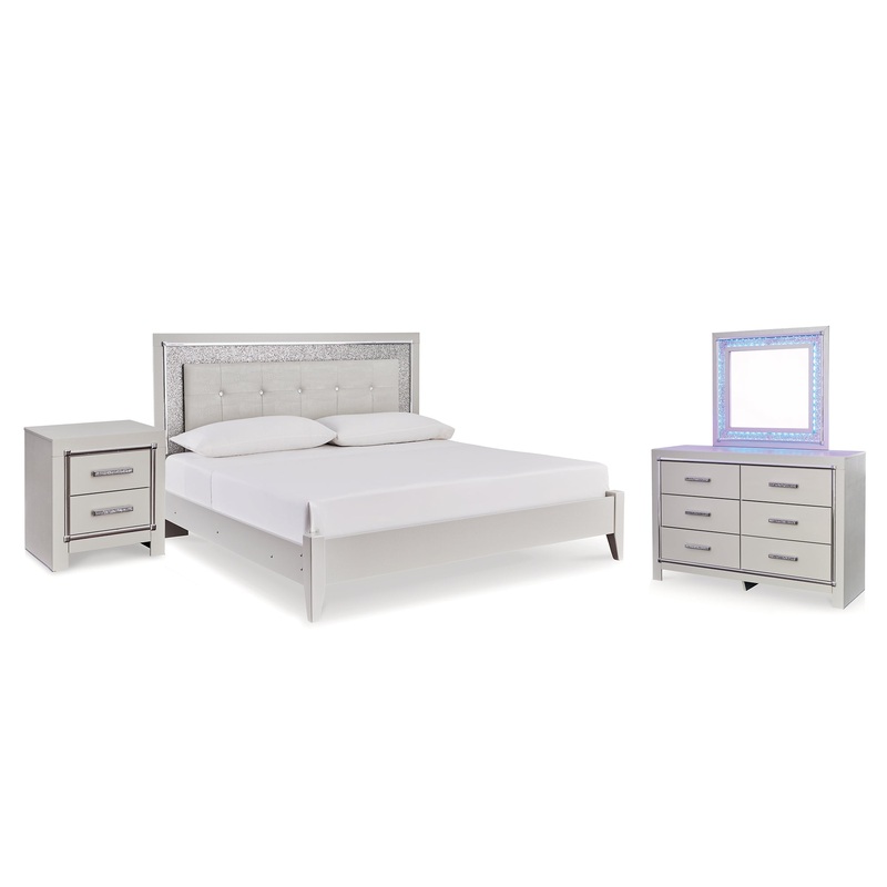 Zyniden Full Panel Bed, Dresser, Mirror and Nightstand