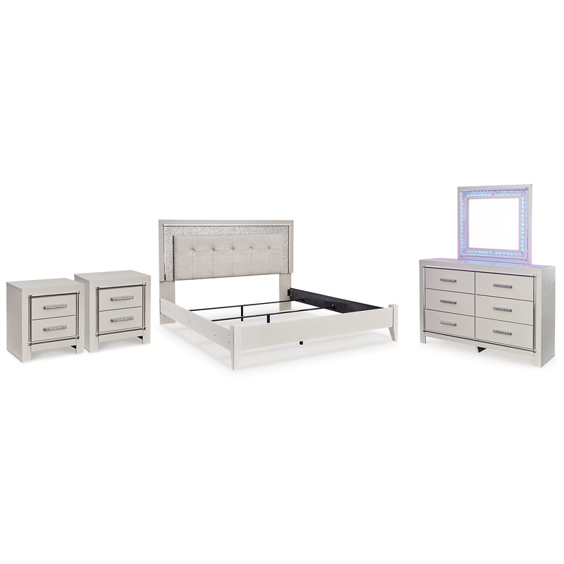 Zyniden Queen Panel Bed, Dresser, Mirror and 2 Nightstands