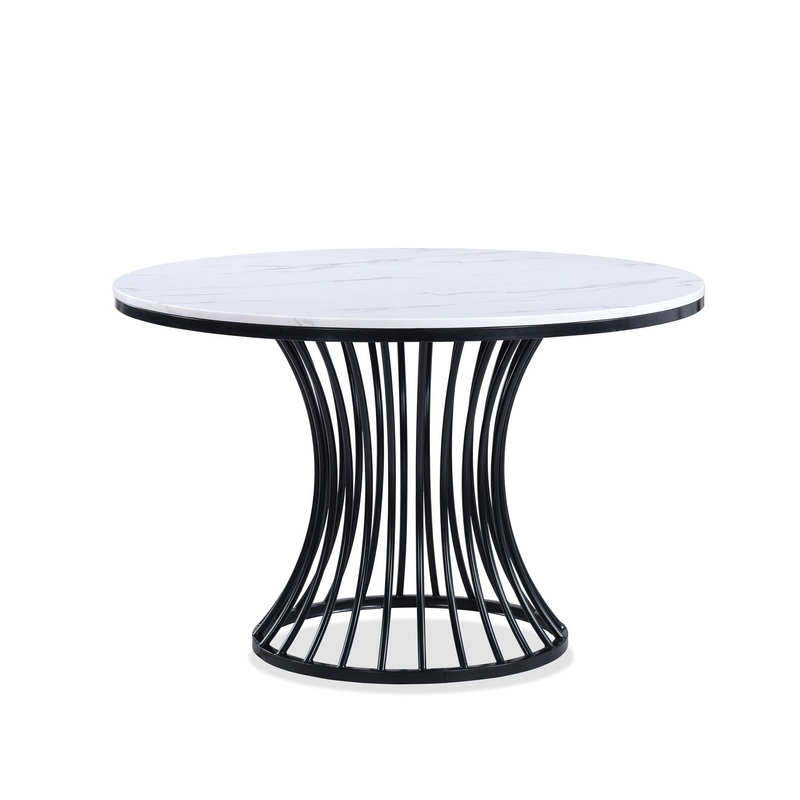 Hadley – Faux Marble Round Table – White