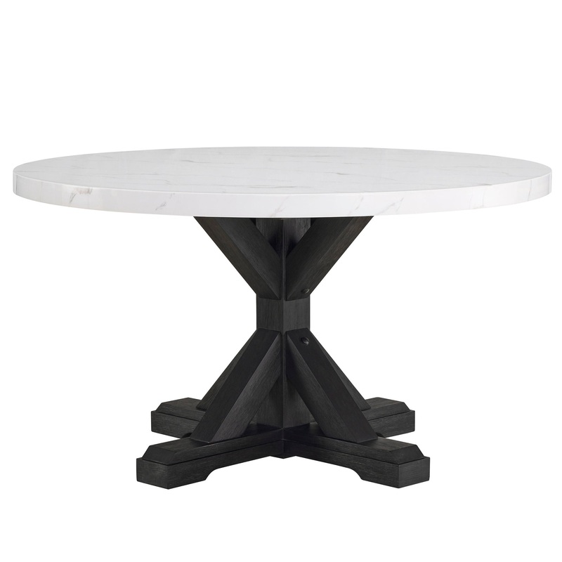 Vance – Faux Marble Dining Table – White & Charcoal