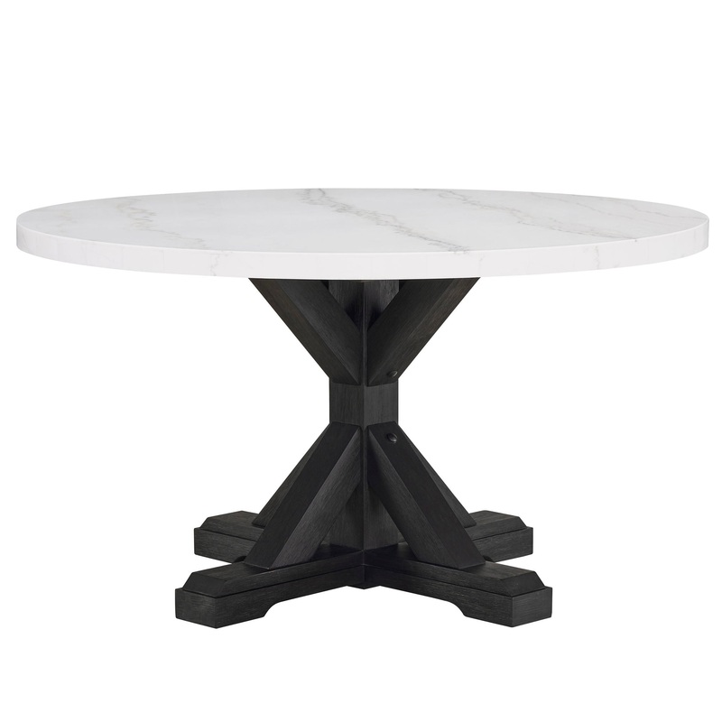 Varley – Genuine Marble Table – White & Charcoal