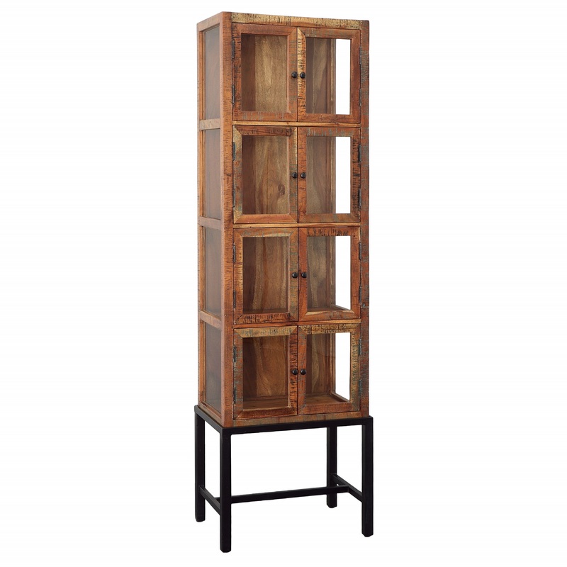 Sherman Medium Brown Distressed Paint and Stain Finish Cabinet