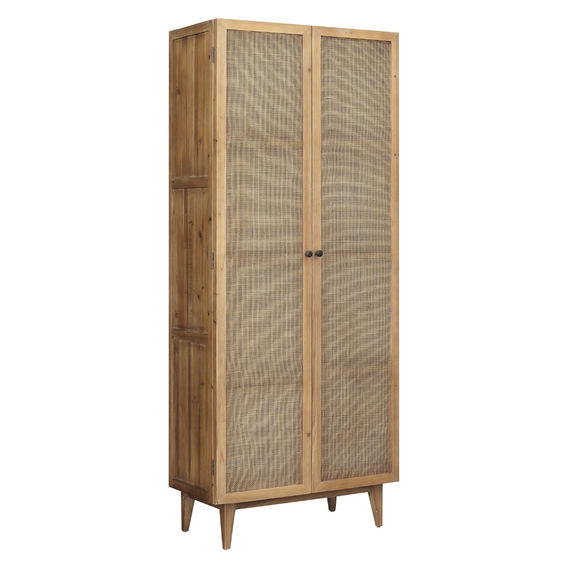 Mondale Natural Honey Wood and Natural Rattan Finish Cabinet