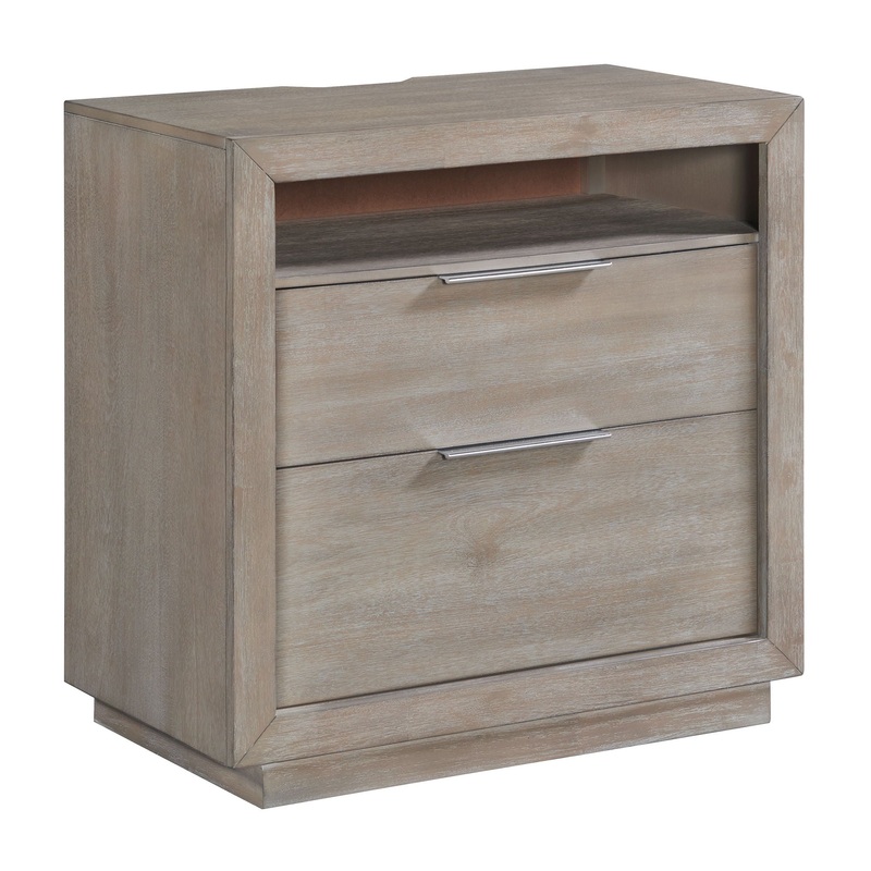 Arcadia – 2-Drawer Nightstand With USB – Gray