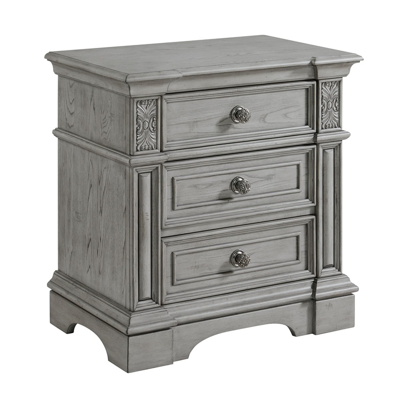 Glenmore – 3-Drawer Nightstand With USB – Aged Gray