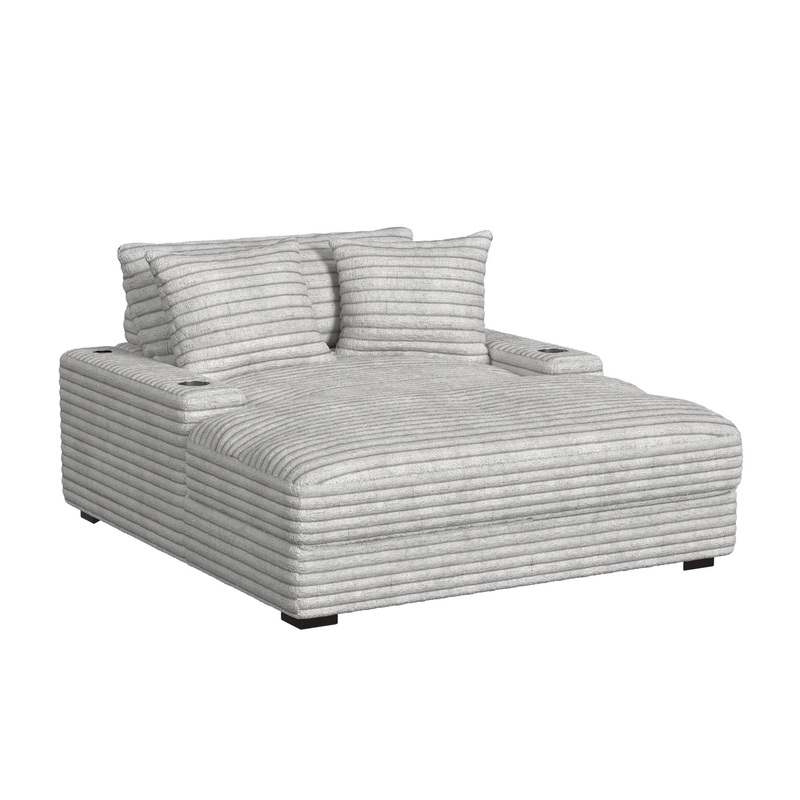 Grande – Chaise With Power Back And 2 Pillows 21 – Grand Cord Light Gray