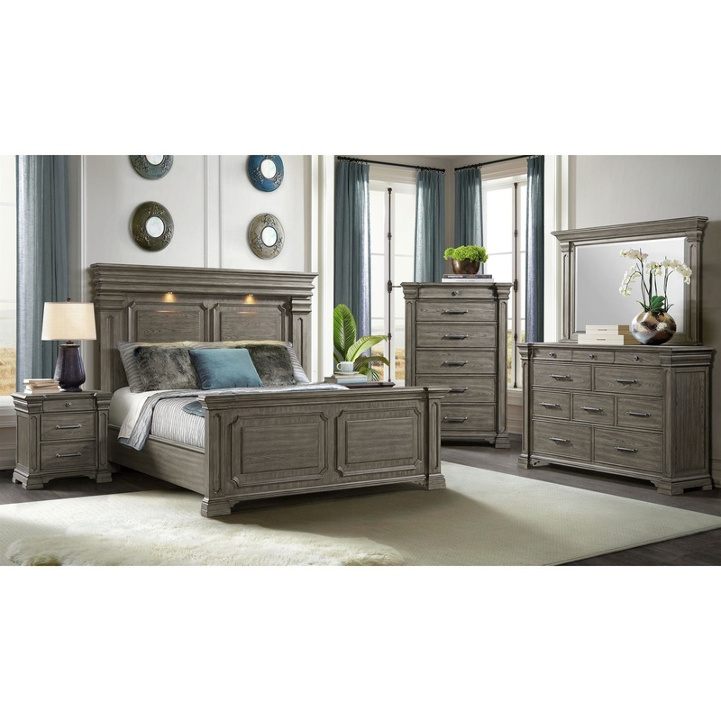 Kings Court – 3-Drawer Nightstand (Sliding Top) – Gray