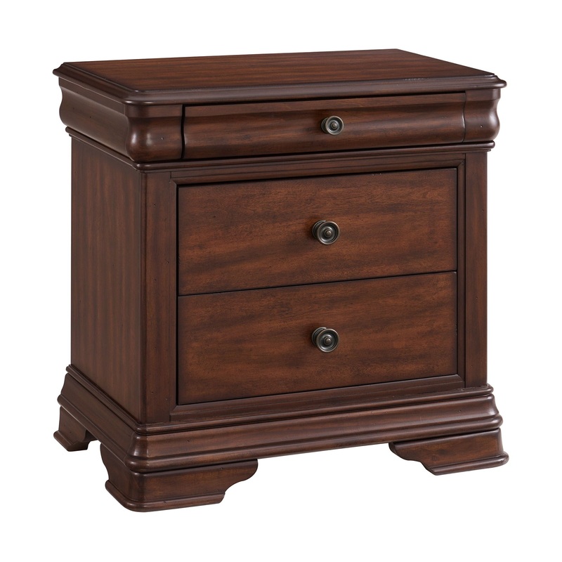 Phillipe – 3-Drawer Nightstand With USB – Cherry
