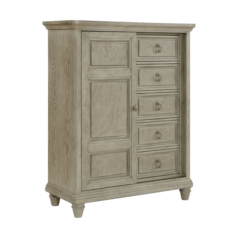 Whit-Ash – 5-Drawer Door Chest – Light Gray