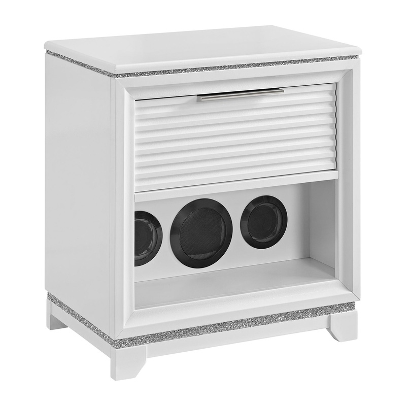Denmark – 1-Drawer Nightstand With Speaker And USB – White