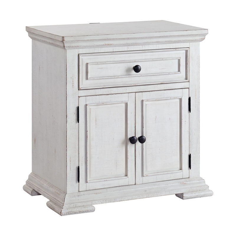 Heather – 1-Drawer Nightstand With USB – Rustic White