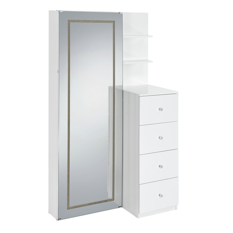 Vancouver – Floor Mirror With Storage – White