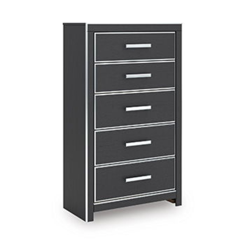 Zuraleus – Five Drawer Chest|White|Black