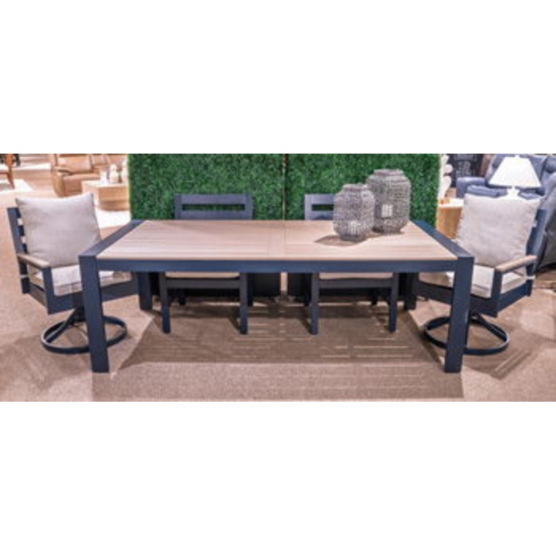 East Beach – Rectangular Dining Table With Umbrella Option – Blue