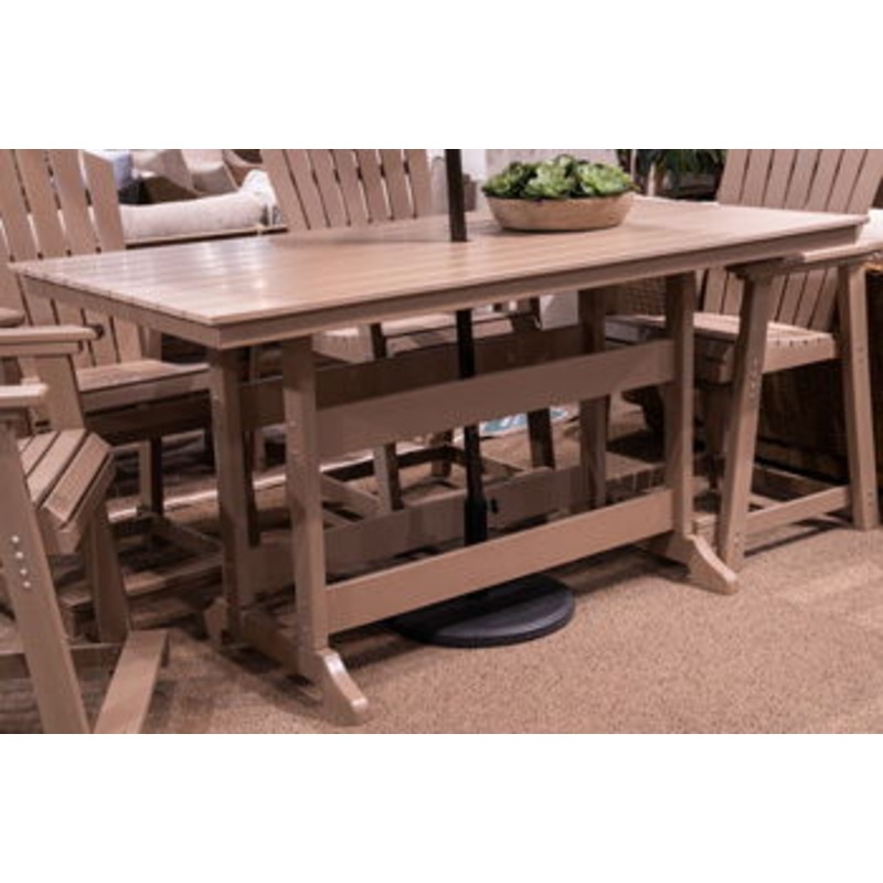 Seacliff Beach – Rectangular Counter Height Dining Table With Umbrella Option – Medium Brown