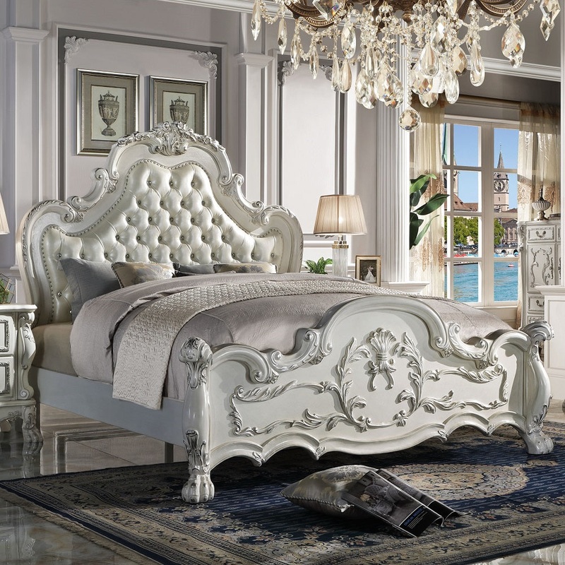 ACME Dresden Antique White Finish Dresden  Eastern King Bed Model BD01681EK