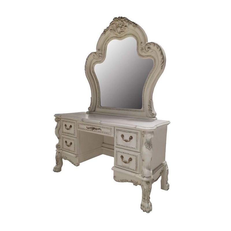 ACME Dresden Bone White Finish Dresden  Vanity Desk Model BD01678