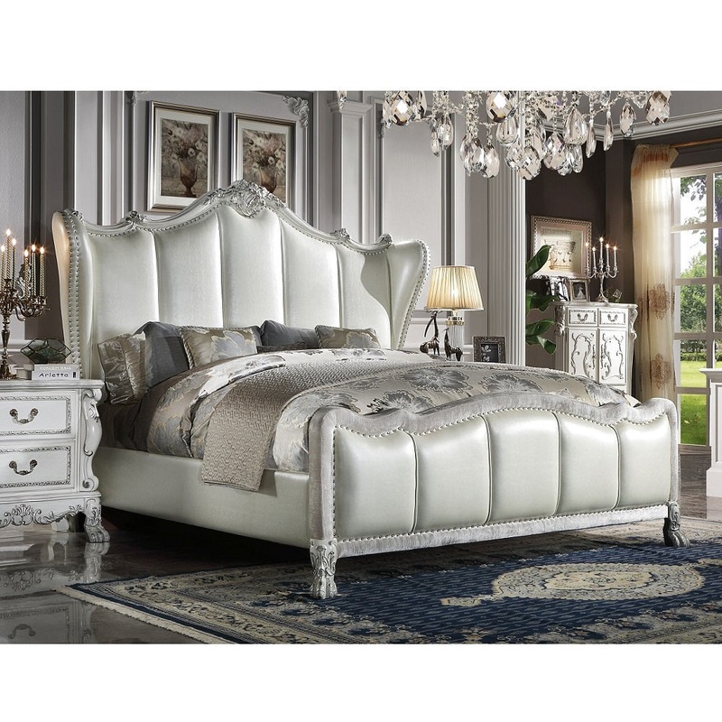 ACME Dresden PU & Bone White Finish Dresden  California King Bed Model BD01672CK